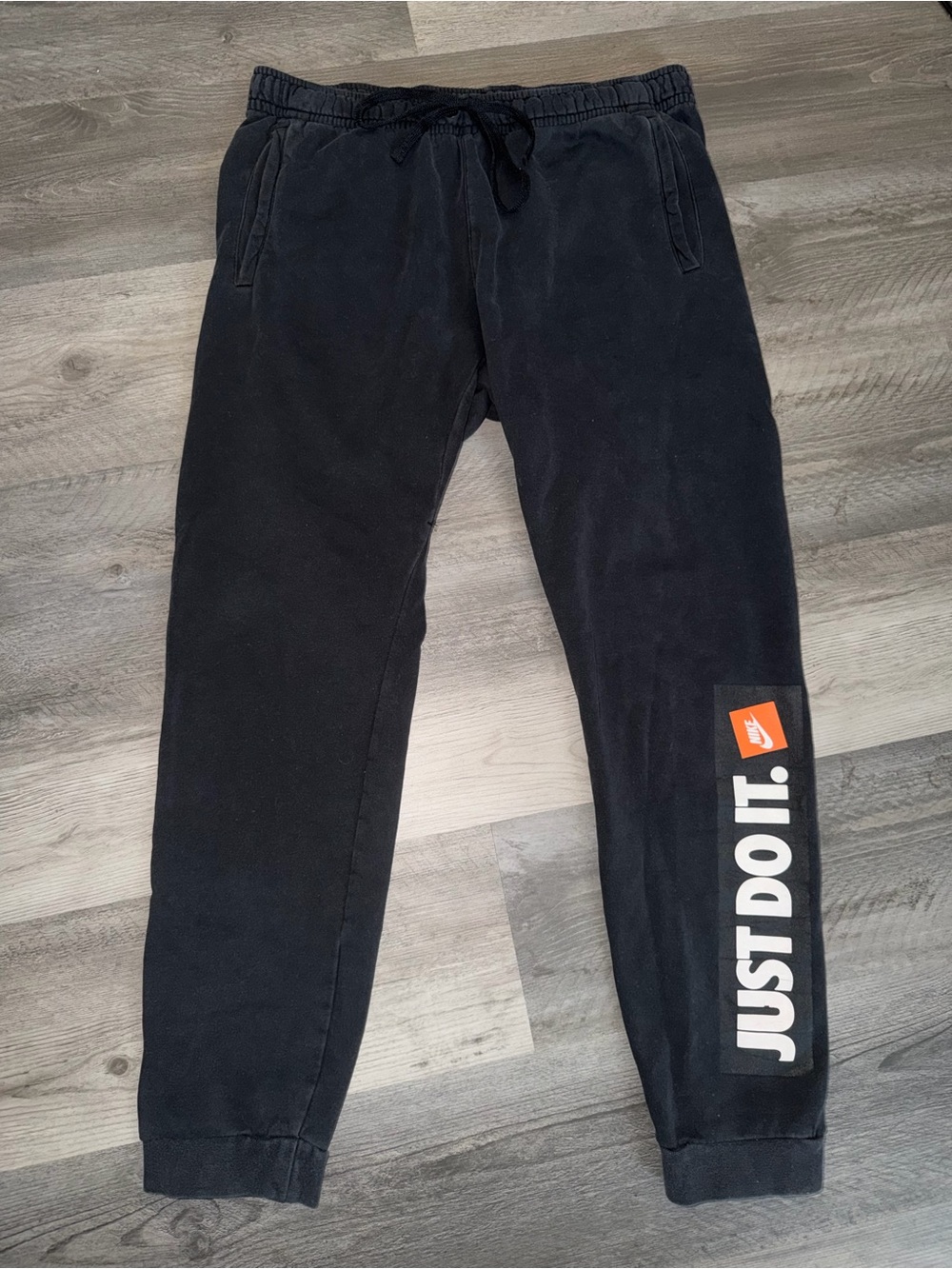 Nike Black 'JUST DO IT.' Men's Joggers with Orange Accent